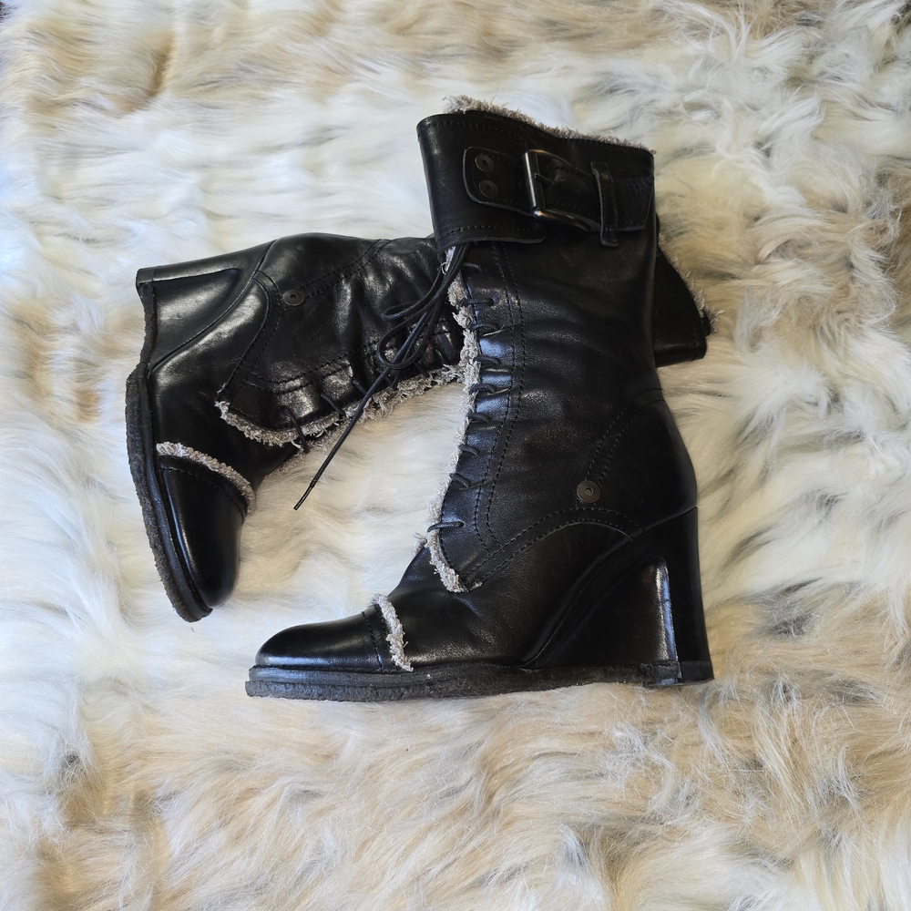 Apepazza Flute 4 Inch Wedge Heel Lace Up Boot